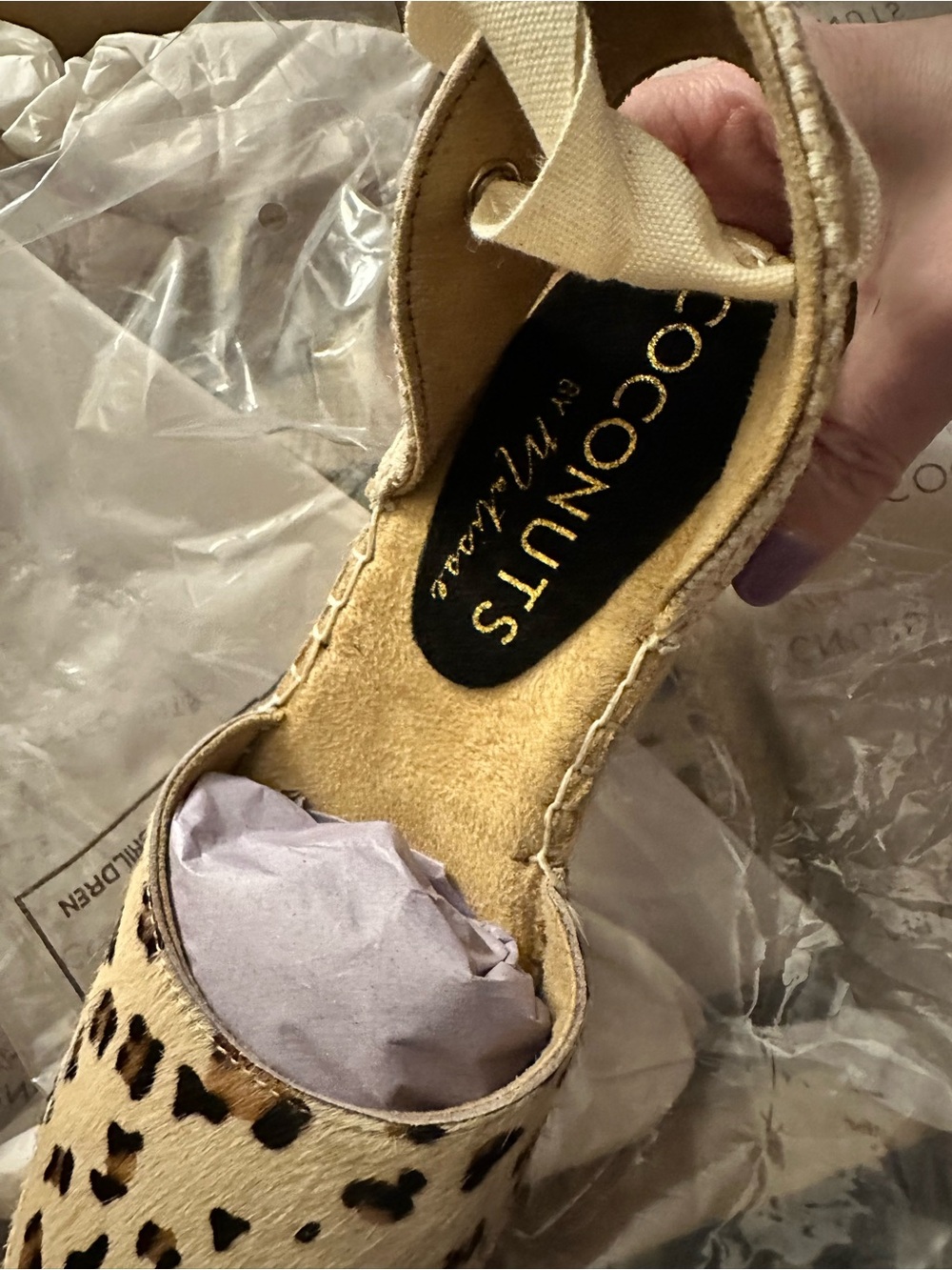 NWT Coconuts by Matisse Firefly Leopard Calf Hair Espadrille Wedges Sz 6 - Picture 8 of 14